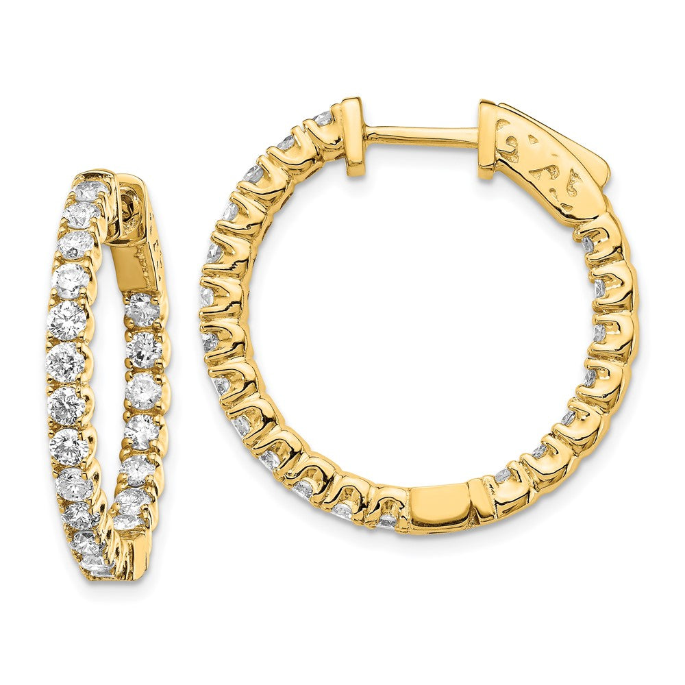 14K Gelbgold Diamant-Creolen, rund, mit Sicherheitsverschluss