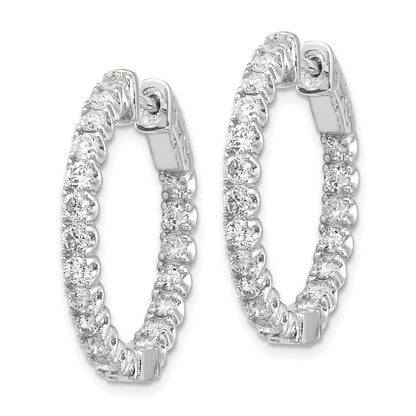 14K Weißgold Diamant Rund Creolen mit Sicherheitsverschluss