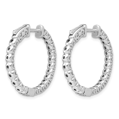 14K Weißgold Diamant Rund Creolen mit Sicherheitsverschluss