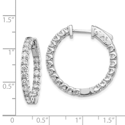 14K Weißgold Diamant Rund Creolen mit Sicherheitsverschluss