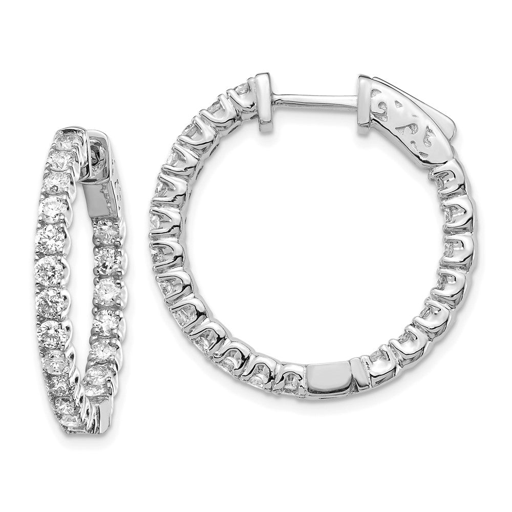 14K Weißgold Diamant Rund Creolen mit Sicherheitsverschluss