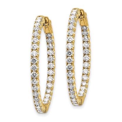 14K Gold Gelbgold Diamant Rund Creole Ohrringe mit Sicherheitsverschluss