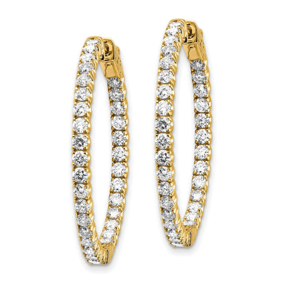 14K Gold Gelbgold Diamant Rund Creole Ohrringe mit Sicherheitsverschluss