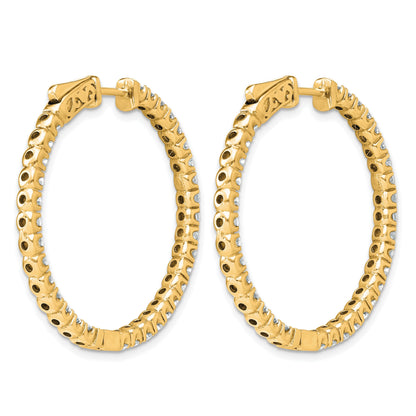 14K Gold Gelbgold Diamant Rund Creole Ohrringe mit Sicherheitsverschluss