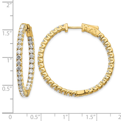 14K Gold Gelbgold Diamant Rund Creole Ohrringe mit Sicherheitsverschluss