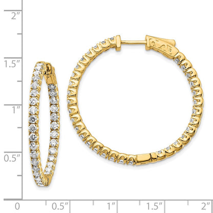 14K Gold Gelbgold Diamant Rund Creole Ohrringe mit Sicherheitsverschluss