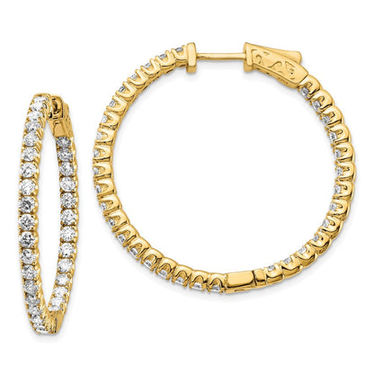 14K Gelbgold Creolen mit 3,33 ct. Laborgezüchteten Diamanten, Rund, VS/SI+ G+, In-and-Out-Sicherheitsverschluss
