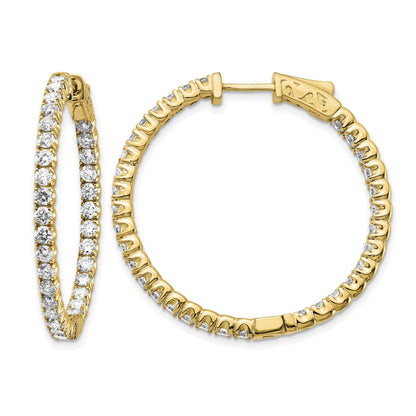 14K Gold Gelbgold Diamant Rund Creole Ohrringe mit Sicherheitsverschluss