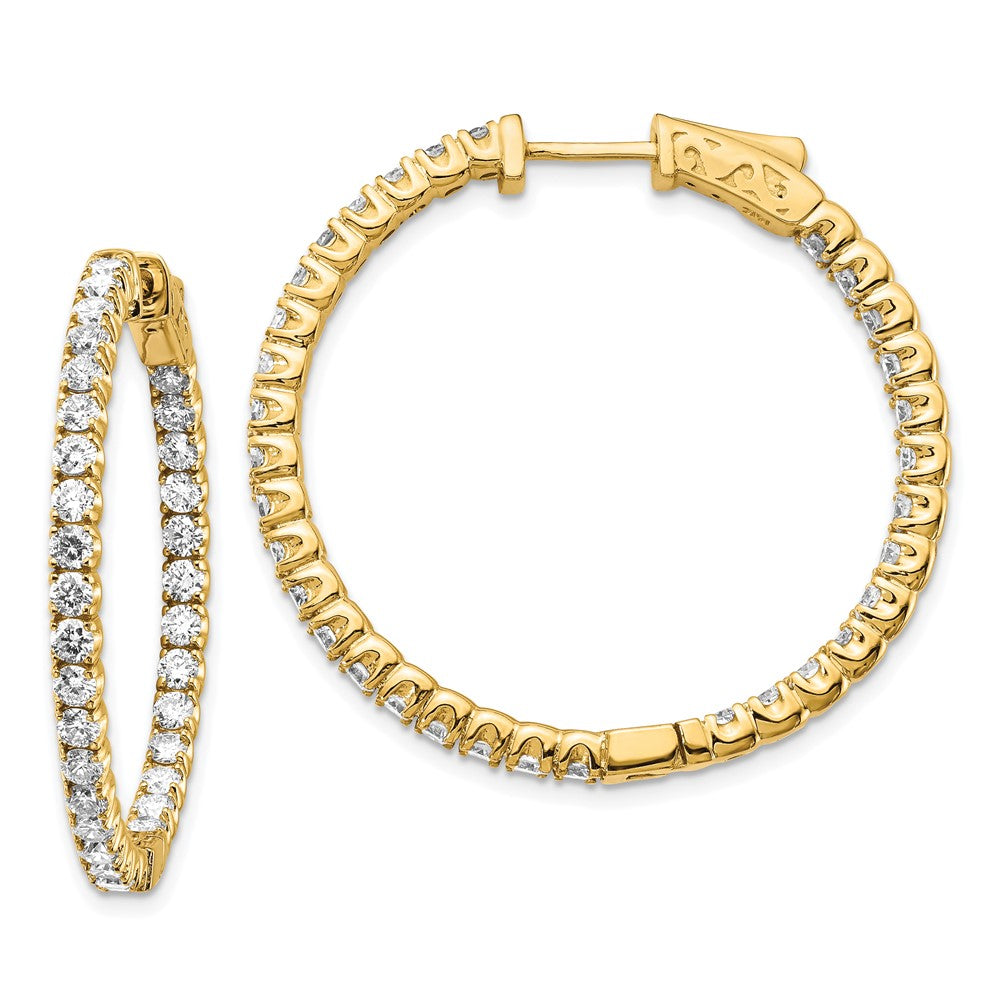 14K Gold Gelbgold Diamant Rund Creole Ohrringe mit Sicherheitsverschluss