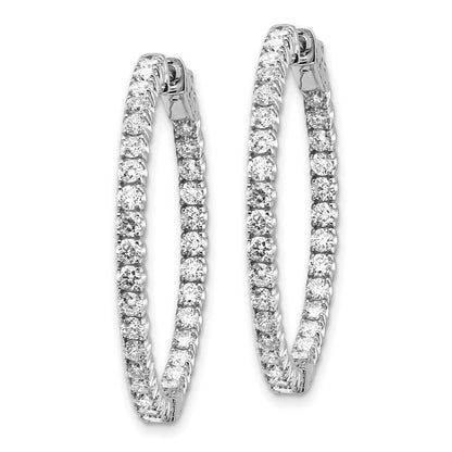 14K Weißgold Creolen mit runden Diamanten und Sicherheitsverschluss