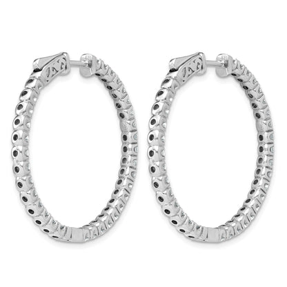 14K Weißgold Creolen mit runden Diamanten und Sicherheitsverschluss