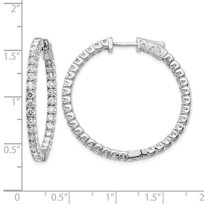 14K Weißgold Creolen mit runden Diamanten und Sicherheitsverschluss