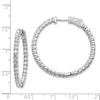 14K Weißgold Creolen mit runden Diamanten und Sicherheitsverschluss