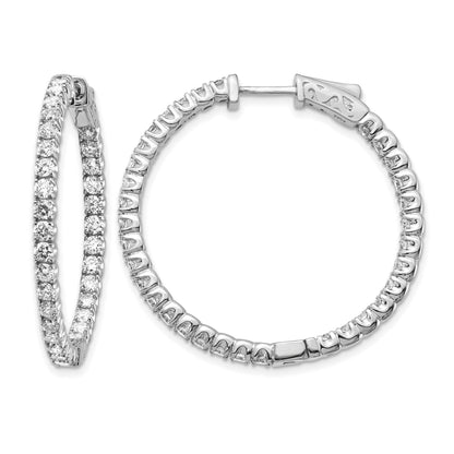 14K Weißgold Creolen mit runden Diamanten und Sicherheitsverschluss