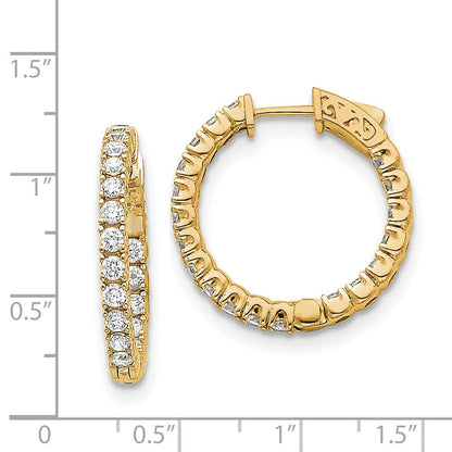 14K Gelbgold Diamant-Creolen mit Sicherheitsverschluss