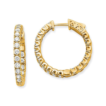 14K Gelbgold Diamant-Creolen mit Sicherheitsverschluss