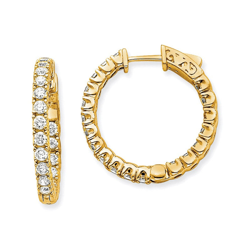 14K Gelbgold Diamant-Creolen mit Sicherheitsverschluss