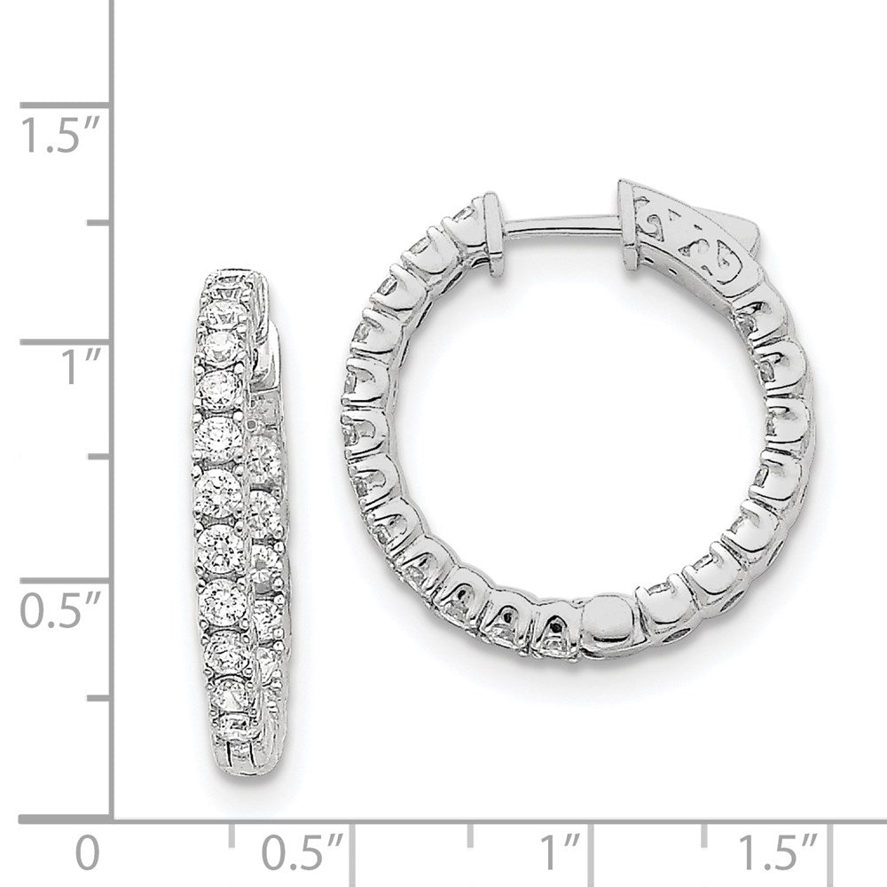 14K Weißgold Diamant Runde Creolen mit Sicherheitsverschluss