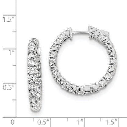 14K Weißgold Diamant Runde Creolen mit Sicherheitsverschluss