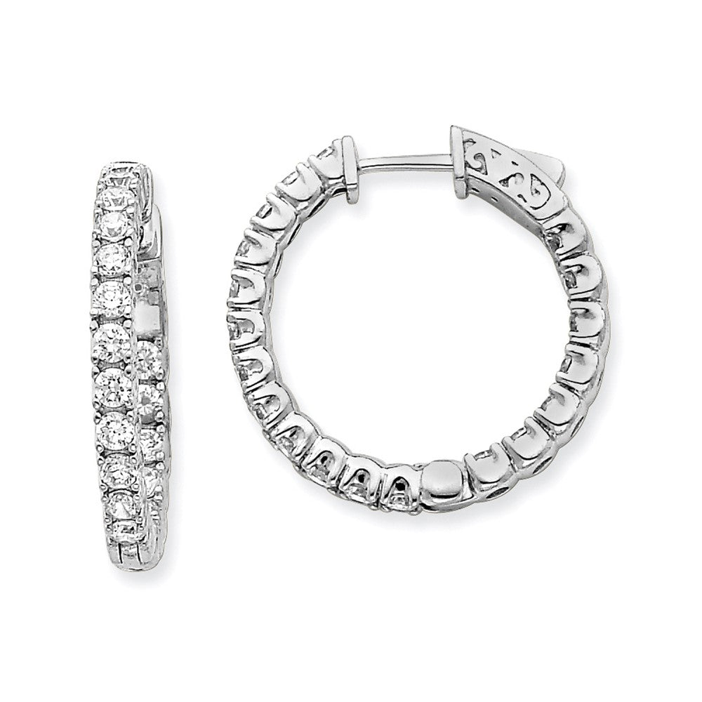 14K Weißgold Diamant Runde Creolen mit Sicherheitsverschluss