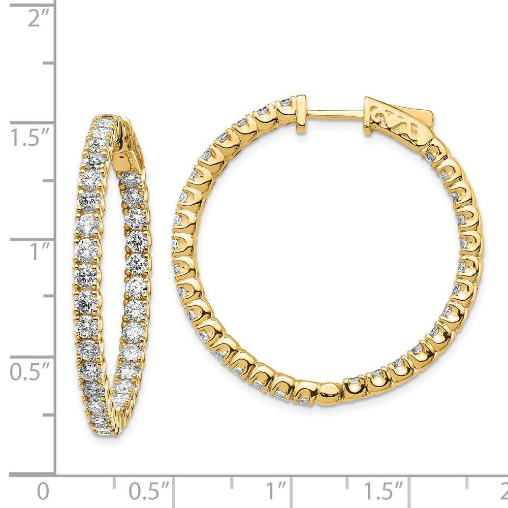 14K Gelbgold Diamant Runde Creolen mit Sicherheitsverschluss