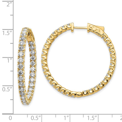 14K Gelbgold Diamant Runde Creolen mit Sicherheitsverschluss