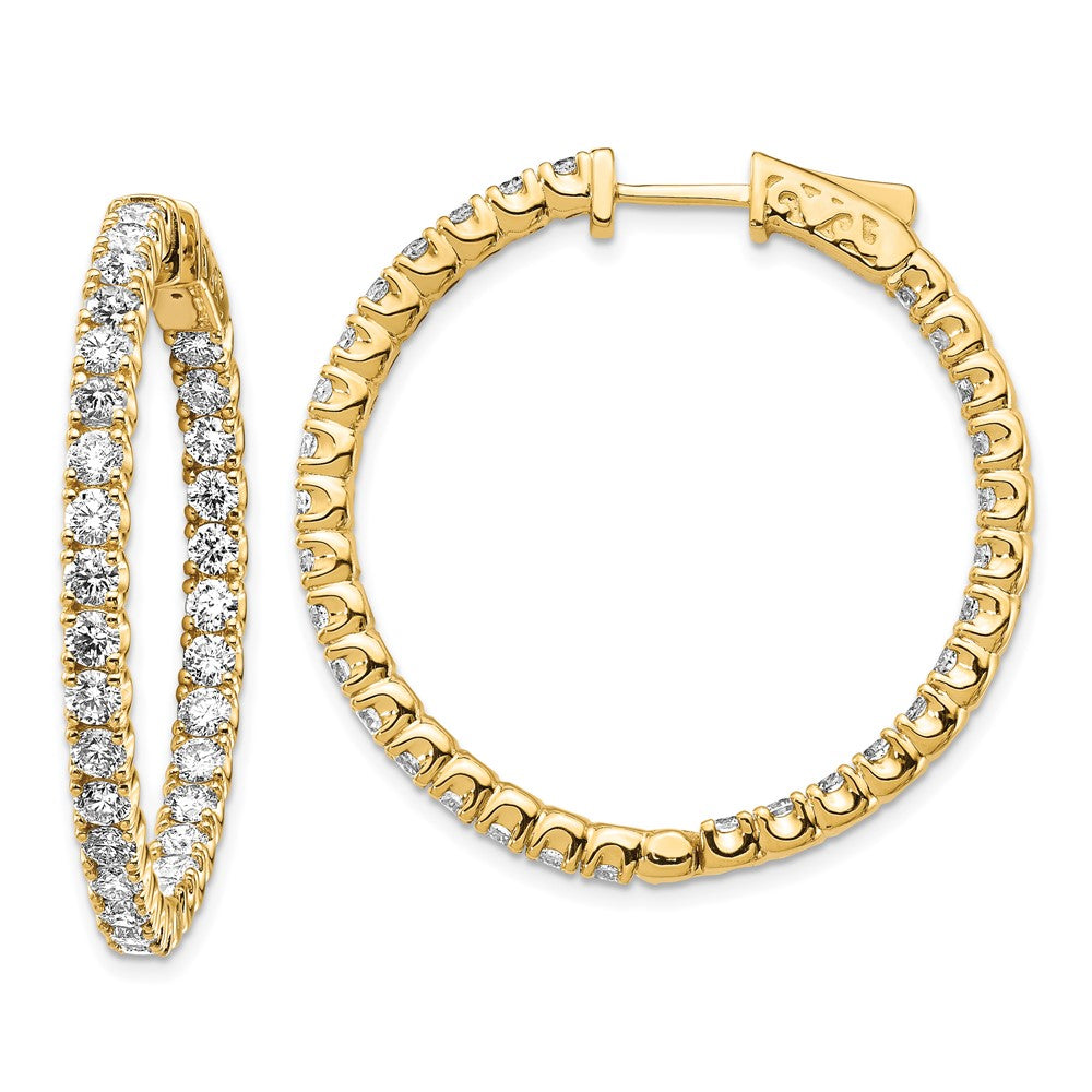 14K Gelbgold Diamant Runde Creolen mit Sicherheitsverschluss