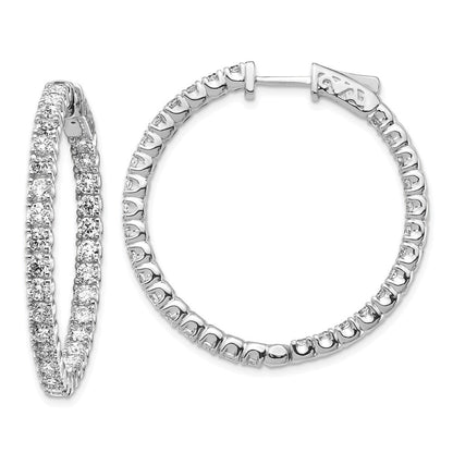 14K Weißgold Diamant Creolen mit Sicherheitsverschluss