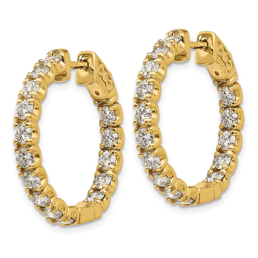 14K Gelbgold Creolen mit 2,75 ct. im Labor gezüchteten Diamanten, VS/SI+ G+, rund, im Rein-Raus-Design, mit Sicherheitsverschluss