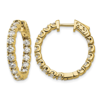 14K Gelbgold Diamant Creolen-Ohrringe mit Sicherheitsverschluss