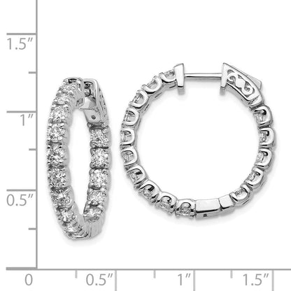 14K Weißgold Diamant-Creolen mit Sicherheitsverschluss