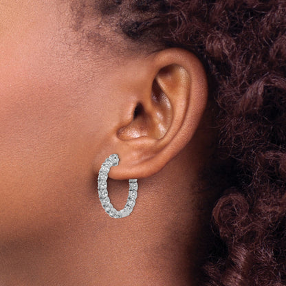 14K Weißgold Im Labor Gezüchtet Vs/si+ G+ Diamant Rund Creole Sicherheits Verschluss Ohrringe