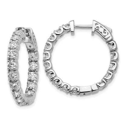14K Weißgold 2,75 ct. Laborgezüchtete Diamant-Creolen VS/SI+ G+ Rund In-and-Out mit Sicherheitsverschluss