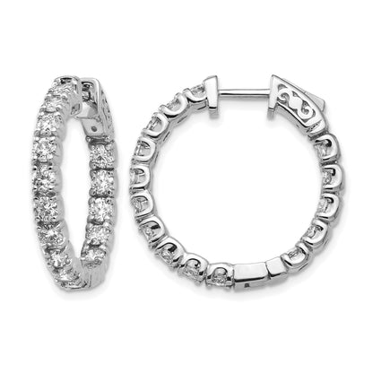 14K Weißgold Diamant-Creolen mit Sicherheitsverschluss
