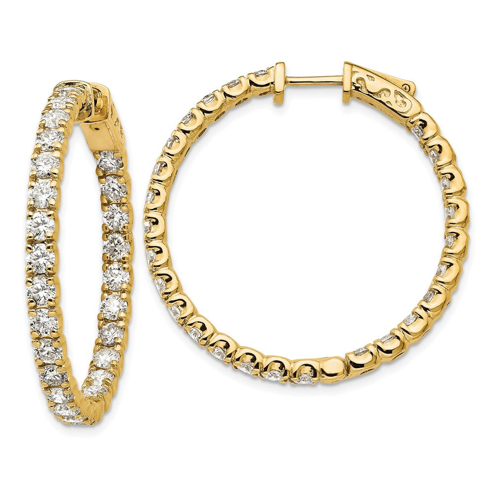 14K Gelbgold Creolen mit 4,875 ct. Labordiamanten VS/SI+ G+, Rundschliff, In-and-Out-Design, mit Sicherheitsverschluss
