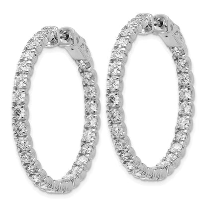 14K Weißgold Diamant Runde Creolen mit Sicherheitsverschluss
