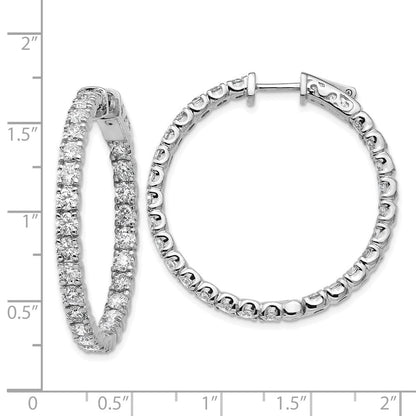 14K Weißgold Diamant Runde Creolen mit Sicherheitsverschluss