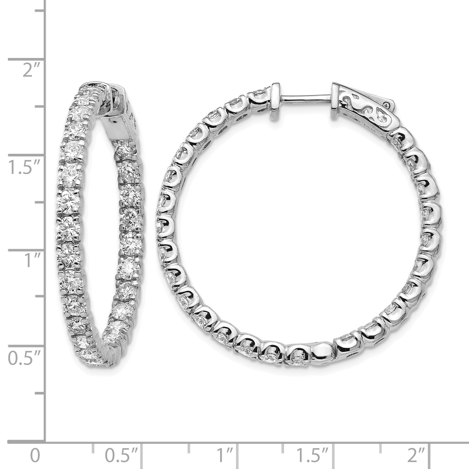 14K Weißgold Creolen mit innen und außen besetzten runden Labor-gezüchteten Diamanten, 4,875 ct., VS/SI+ G+, mit Sicherheitsverschluss