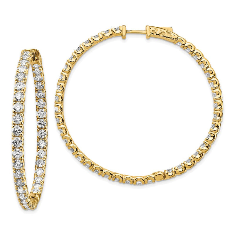 14K Gelbgold Creolen mit 7,25 ct. Labor gewachsenen Diamanten, VS/SI+ G+, rund, im Wechsel-Design, mit Sicherheitsverschluss