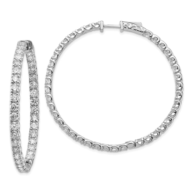 14K Weißgold Creolen mit 7,25 ct. Labor gezüchteten Diamanten VS/SI+ G+ Rund, Innen- und Außenfassung, Sicherheitsverschluss