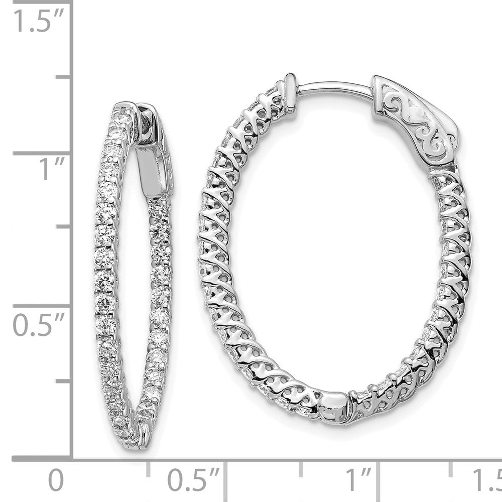 Diamant-Ohrcreolen oval, 14K Weißgold, mit Sicherheitsverschluss