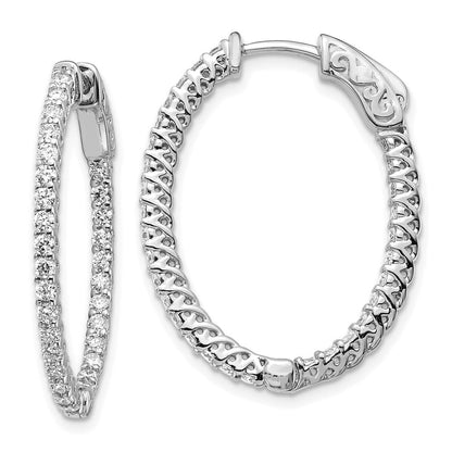 Diamant-Ohrcreolen oval, 14K Weißgold, mit Sicherheitsverschluss