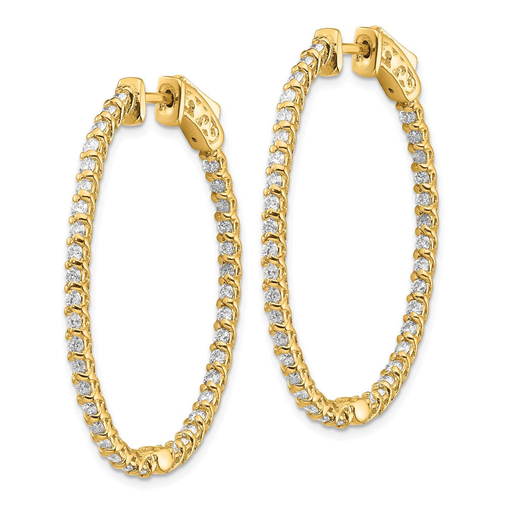 14K Gelbgold Diamant-Creolen, oval, mit Sicherheitsverschluss