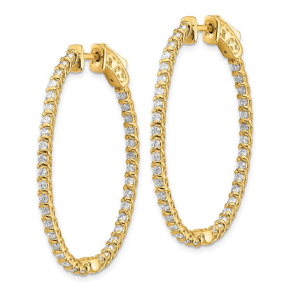 14K Gelbgold Diamant-Creolen, oval, mit Sicherheitsverschluss