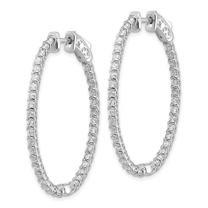 14K Weißgold Diamant Ovale Creolen mit Sicherheitsverschluss