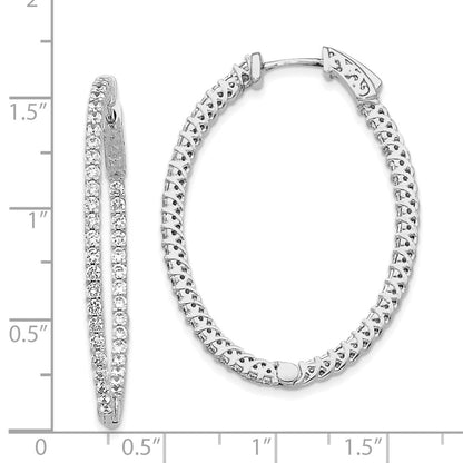 14K Weißgold Diamant Ovale Creolen mit Sicherheitsverschluss