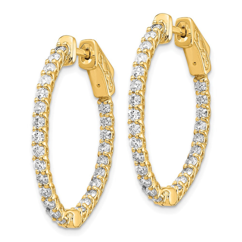 14K Gelbgold Diamant-Creolen, oval, mit Sicherheitsverschluss