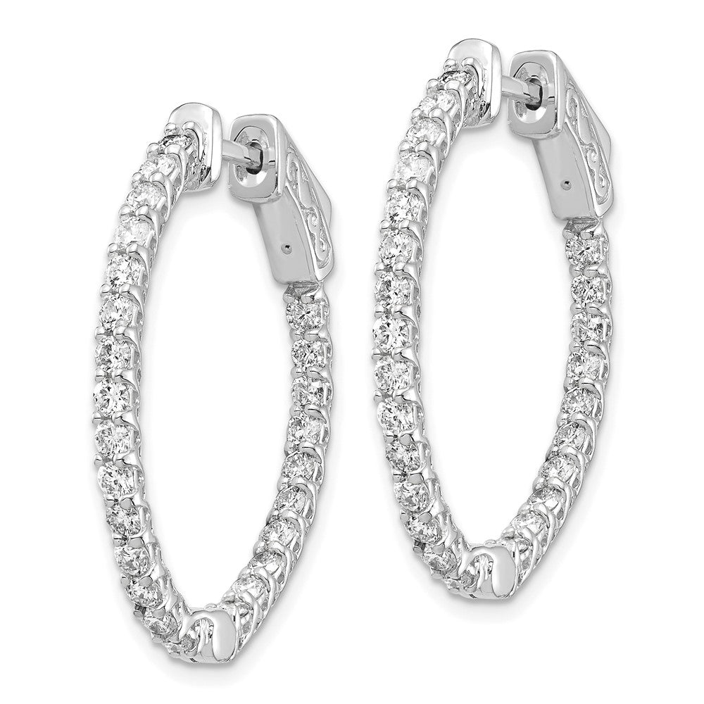 14K Weißgold Diamant-Creolen, oval, mit Sicherheitsverschluss