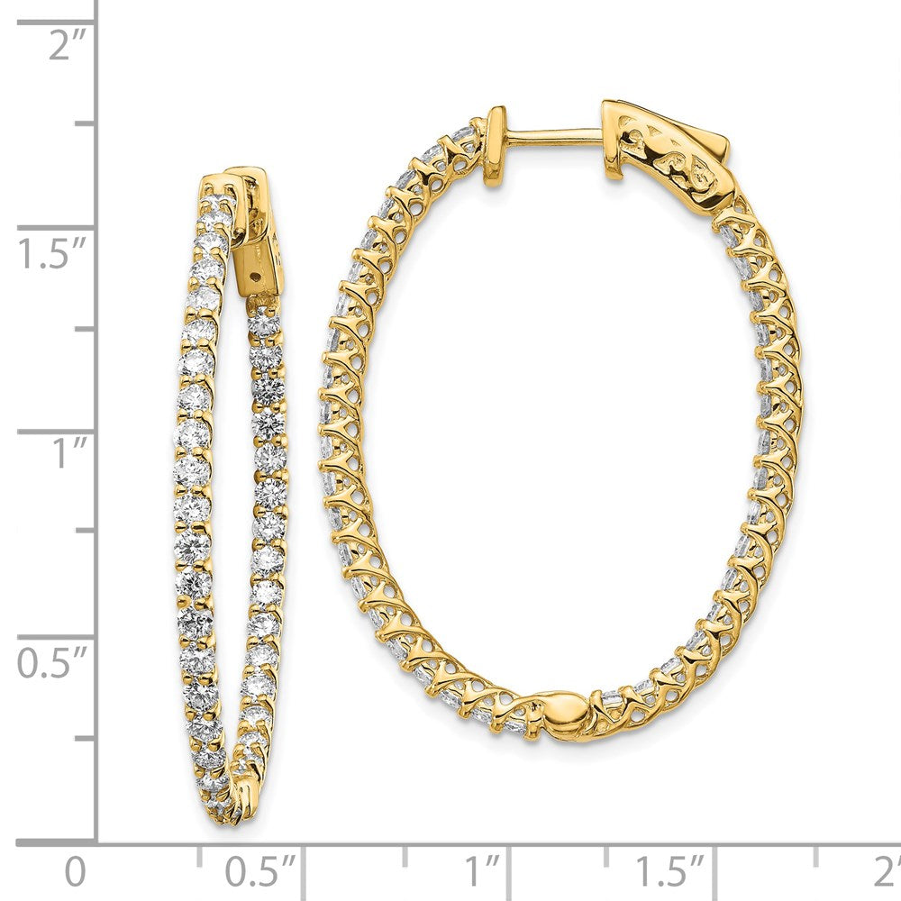 14K Gelbgold Ovale Creolen mit Diamanten und Sicherheitsverschluss