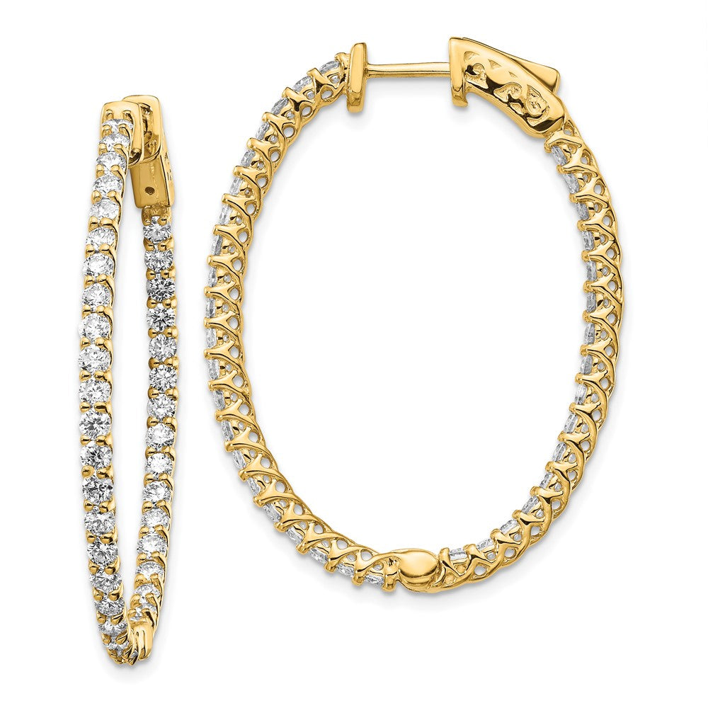 14K Gelbgold Ovale Creolen mit Diamanten und Sicherheitsverschluss